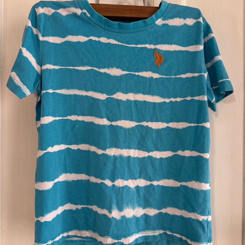 U.S. Polo Assn. Teal and White Tie-Dye Kids Tee